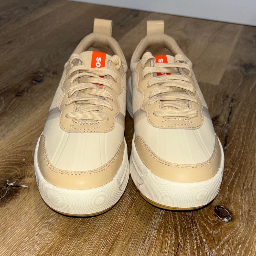 Sorel Women's Beige and Orange Accent Sneakers - Picture 4 of 9
